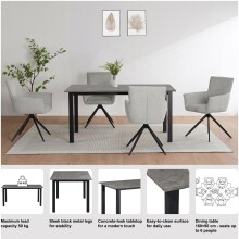 Esstisch >Duisburg< in Beton Dekor grau, MDF - 160x76x90cm (BxHxT)