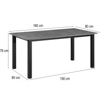 Esstisch >Duisburg< in Beton Dekor grau, MDF - 160x76x90cm (BxHxT)