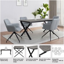 Esstisch >Istanbul< in Beton Dekor grau, MDF - 160x76x90cm (BxHxT)