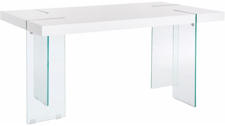 Esstisch >Tirana< in Weiß, MDF/Folie/Glas - 160x75x90cm (BxHxT)
