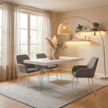 Esstisch >Tirana< in Weiß, MDF/Folie/Glas -...