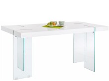 Esstisch >Tirana< in Weiß, MDF/Folie/Glas - 160x75x90cm (BxHxT)