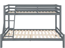Etagenbett >Athen2< in Grau, Kiefer - 143x142x208cm (BxHxT)