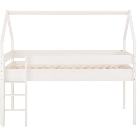 Hochbett >Athen< in Weiß, Kiefer - 98x180x208cm (BxHxT)