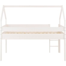Hochbett >Athen< in Weiß, Kiefer - 98x180x208cm (BxHxT)