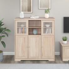 Highboard >Nantes< in Eiche Dekor natur - 118x125x39cm (BxHxT)