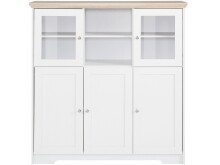 Highboard >Nantes< in Weiß / Eiche Dekor - 118x125x39cm (BxHxT)
