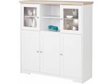Highboard >Nantes< in Weiß / Eiche Dekor - 118x125x39cm (BxHxT)
