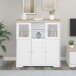 Highboard >Nantes< in Weiß / Eiche Dekor - 118x125x39cm (BxHxT)