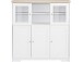 Highboard >Nantes< in Weiß / Eiche Dekor - 118x125x39cm (BxHxT)
