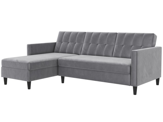 Schlafsofa >Hannover< in Grau, Samt - 213x82x153cm (BxHxT)