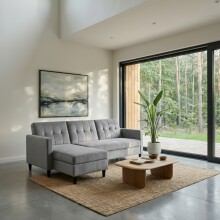 Schlafsofa >Hannover< in Grau, Samt - 213x82x153cm (BxHxT)