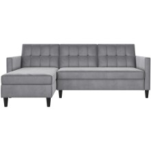 Schlafsofa >Hannover< in Grau, Samt - 213x82x153cm (BxHxT)