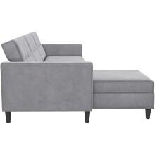 Schlafsofa >Hannover< in Grau, Samt - 213x82x153cm (BxHxT)