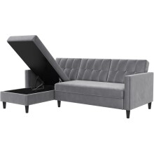 Schlafsofa >Hannover< in Grau, Samt - 213x82x153cm (BxHxT)