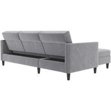 Schlafsofa >Hannover< in Grau, Samt - 213x82x153cm (BxHxT)
