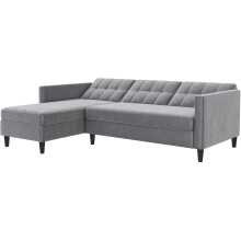 Schlafsofa >Hannover< in Grau, Samt - 213x82x153cm (BxHxT)