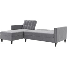 Schlafsofa >Hannover< in Grau, Samt - 213x82x153cm (BxHxT)