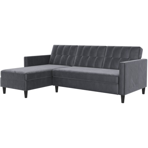 Schlafsofa >Hannover< in Anthrazit, Samt - 213x82x153cm (BxHxT)