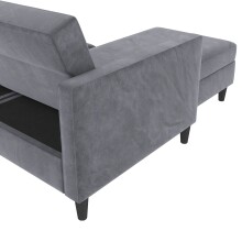 Schlafsofa >Hannover< in Anthrazit, Samt - 213x82x153cm (BxHxT)