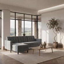 Schlafsofa >Hannover< in Anthrazit, Samt - 213x82x153cm (BxHxT)