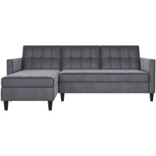 Schlafsofa >Hannover< in Anthrazit, Samt - 213x82x153cm (BxHxT)