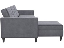 Schlafsofa >Hannover< in Anthrazit, Samt - 213x82x153cm (BxHxT)