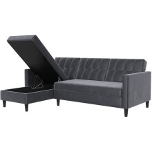 Schlafsofa >Hannover< in Anthrazit, Samt - 213x82x153cm (BxHxT)