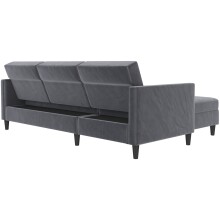 Schlafsofa >Hannover< in Anthrazit, Samt - 213x82x153cm (BxHxT)