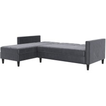 Schlafsofa >Hannover< in Anthrazit, Samt - 213x82x153cm (BxHxT)