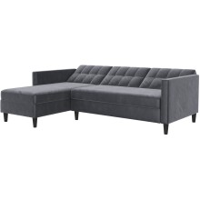 Schlafsofa >Hannover< in Anthrazit, Samt - 213x82x153cm (BxHxT)