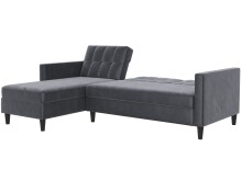 Schlafsofa >Hannover< in Anthrazit, Samt - 213x82x153cm (BxHxT)