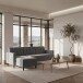 Schlafsofa >Hannover< in Anthrazit, Samt - 213x82x153cm (BxHxT)