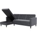 Schlafsofa >Hannover< in Anthrazit, Samt - 213x82x153cm (BxHxT)
