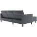 Schlafsofa >Hannover< in Anthrazit, Samt - 213x82x153cm (BxHxT)