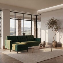 Schlafsofa >Hannover< in Dunkelgrün, Samt - 213x82x153cm (BxHxT)