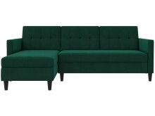 Schlafsofa >Hannover< in Dunkelgrün, Samt - 213x82x153cm (BxHxT)