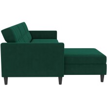 Schlafsofa >Hannover< in Dunkelgrün, Samt - 213x82x153cm (BxHxT)