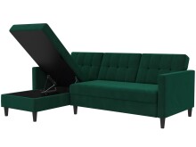 Schlafsofa >Hannover< in Dunkelgrün, Samt - 213x82x153cm (BxHxT)