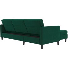 Schlafsofa >Hannover< in Dunkelgrün, Samt - 213x82x153cm (BxHxT)