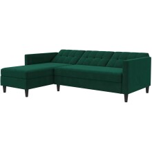 Schlafsofa >Hannover< in Dunkelgrün, Samt - 213x82x153cm (BxHxT)