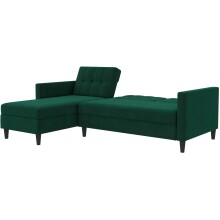 Schlafsofa >Hannover< in Dunkelgrün, Samt - 213x82x153cm (BxHxT)