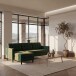 Schlafsofa >Hannover< in Dunkelgrün, Samt - 213x82x153cm (BxHxT)
