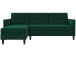 Schlafsofa >Hannover< in Dunkelgrün, Samt - 213x82x153cm (BxHxT)