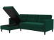 Schlafsofa >Hannover< in Dunkelgrün, Samt - 213x82x153cm (BxHxT)