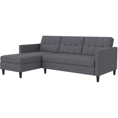 Schlafsofa >Hannover< in Grau, Leinenstoff-Optik - 213x82x153cm (BxHxT)