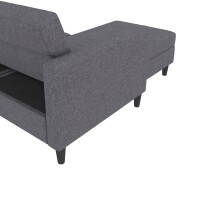 Schlafsofa >Hannover< in Grau, Leinenstoff-Optik - 213x82x153cm (BxHxT)