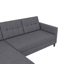 Schlafsofa >Hannover< in Grau, Leinenstoff-Optik - 213x82x153cm (BxHxT)