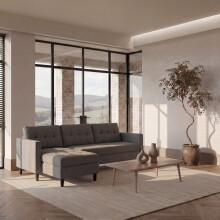 Schlafsofa >Hannover< in Grau, Leinenstoff-Optik - 213x82x153cm (BxHxT)