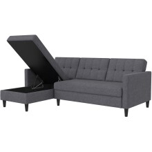 Schlafsofa >Hannover< in Grau, Leinenstoff-Optik - 213x82x153cm (BxHxT)